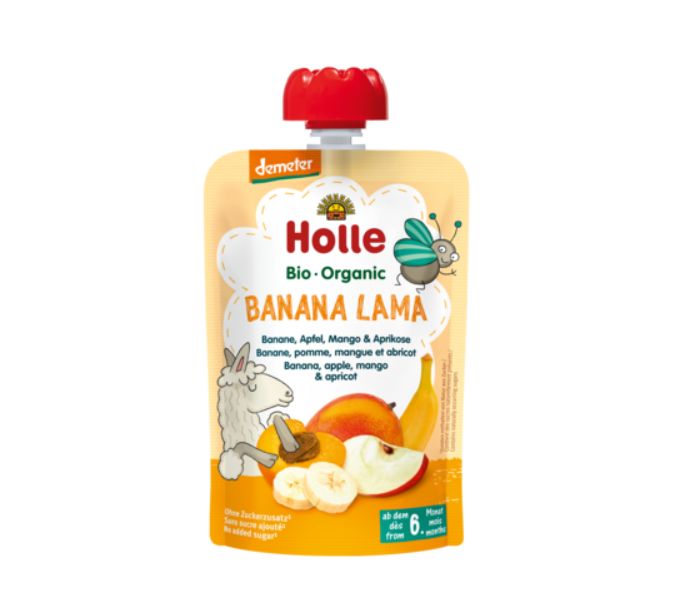 ホレ(Holle) バナナ、リンゴ、マンゴー、アプリコット パウチ  6か月から 100g
