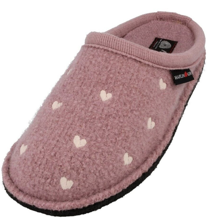 ハフリンガー(HAFLINGER) 高級スリッパ ハート柄 ピンク