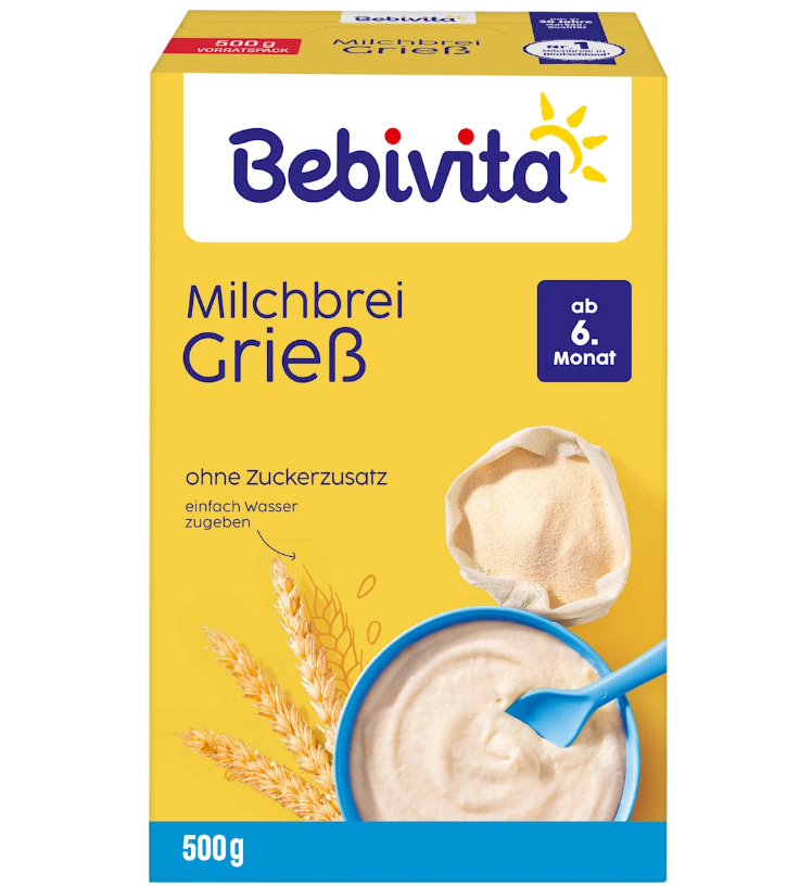Bebivita セモリナ小麦のミルク粥 6か月から 0.5kg