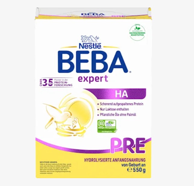 BEBA ベーバ アレルギー対応 粉ミルク  PRE HA プレ(0か月〜6ヵ月)550g x 2個