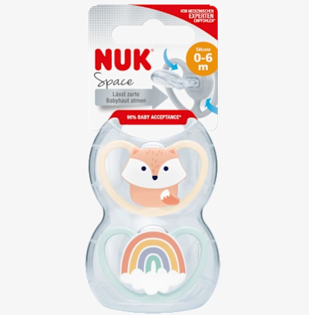 NUK ヌーク スペース おしゃぶり シリコーン ブルー/ホワイト サイズ1 0〜6ヶ月 2個