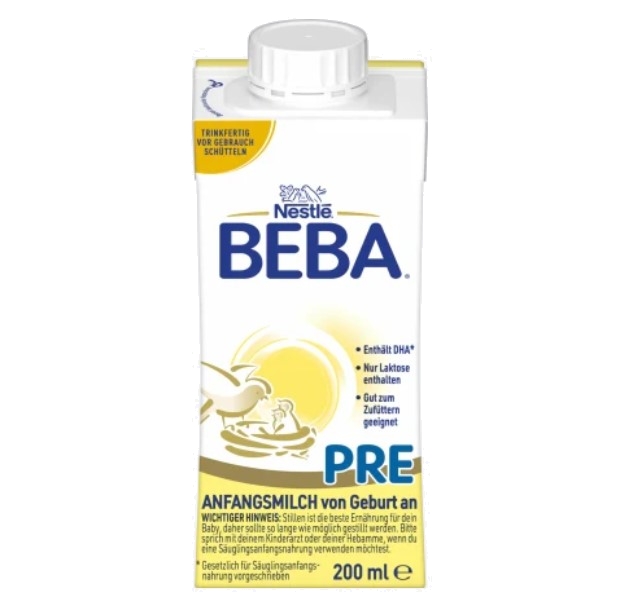 BEBA (ベーバ) ドイツネスレ 液体ミルク プレ PRE (0ヶ月～)200ml× 4本セット