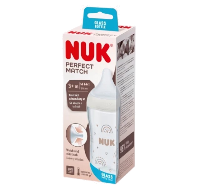 NUK ガラス製 ベビーボトル 哺乳瓶  Perfect Match 230ml (3ヶ月以上向け)