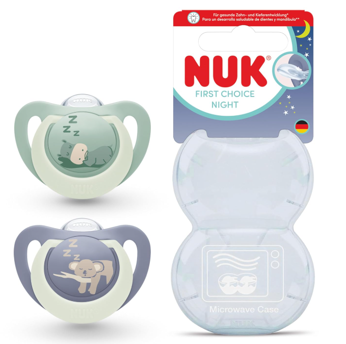 NUK ヌーク ファーストチョイス おしゃぶり 夜用 グリーン/ブルー サイズ2 6〜18ヶ月 2個