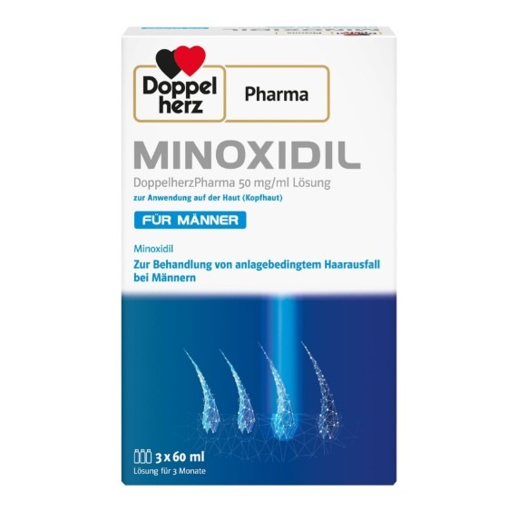 Doppel herz Pharma ドイツ製 ミノキシジル 5%　50mg/ml 男性用 育毛剤 発毛 60ml x 3個入り