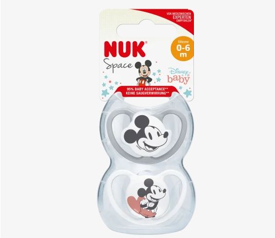 NUK ヌーク ディズニーベビー スペース おしゃぶり グレー/ホワイト 0〜6ヶ月 2個