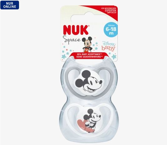 NUK ヌーク ディズニーベビー スペース おしゃぶり グレー/ホワイト 6〜18ヶ月 2個