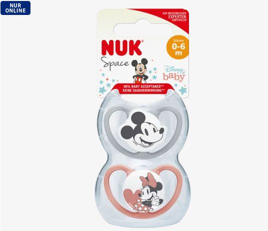 NUK ヌーク ディズニーベビー スペース おしゃぶり グレー/テラコッタ 0〜6ヶ月 2個