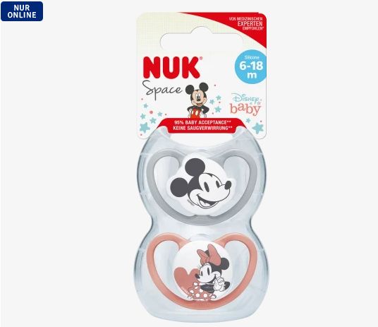 NUK ヌーク ディズニーベビー スペース おしゃぶり グレー/テラコッタ 6〜18ヶ月 2個