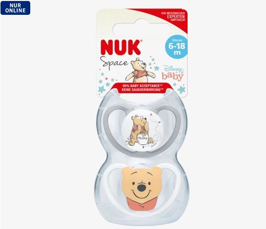 NUK ヌーク スペース おしゃぶり グレー/ホワイト サイズ2 6〜18ヶ月 2個