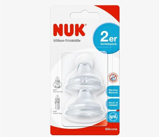 NUK ヌーク ファーストチョイス 交換用ニップル バルブ付き シリコーン 6ヶ月から 2個