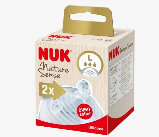 NUK ヌーク ネイチャーセンス 交換用ニップル バルブ付き シリコーン サイズL 2個