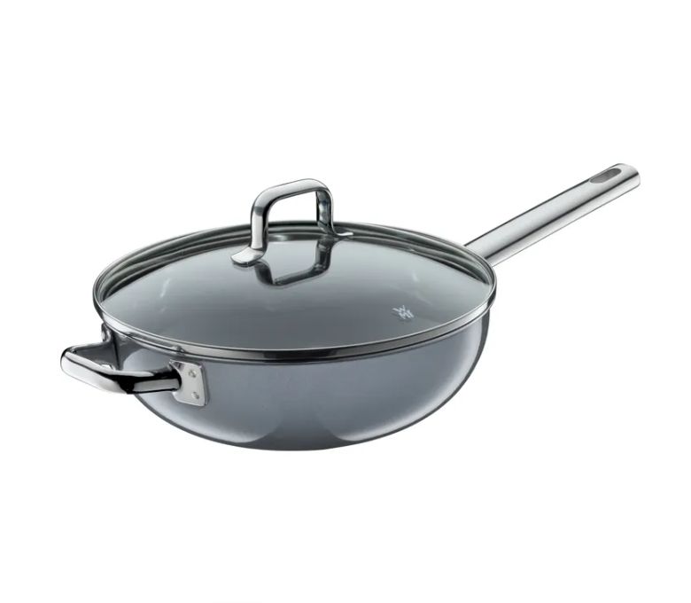 WMF フュージョンテック ミネラル 中華鍋 (蓋付き、28cm、プラチナ)