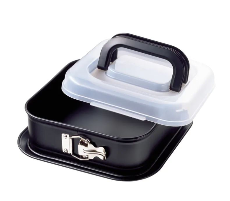 KAISER カイザー インスピレーション 四角形スプリングフォームパン (持ち運び用蓋付き、24 x 24cm)