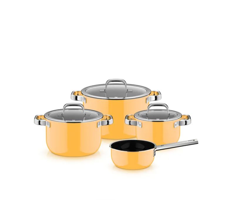 WMF フュージョンテック ミネラルプロ クックウェアセット (4点セット、マンゴーイエロー)