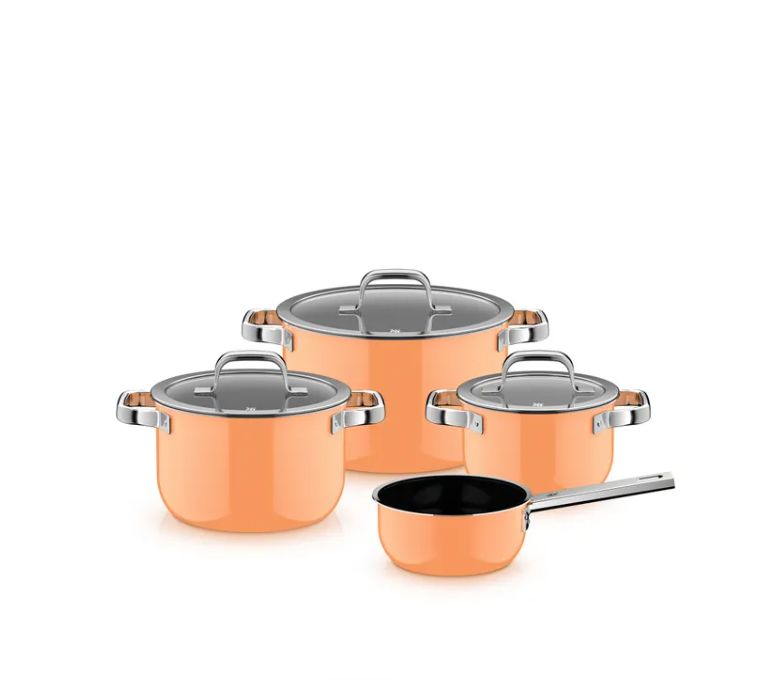 WMF フュージョンテック ミネラルプロ クックウェアセット (4点セット、パパイヤオレンジ)