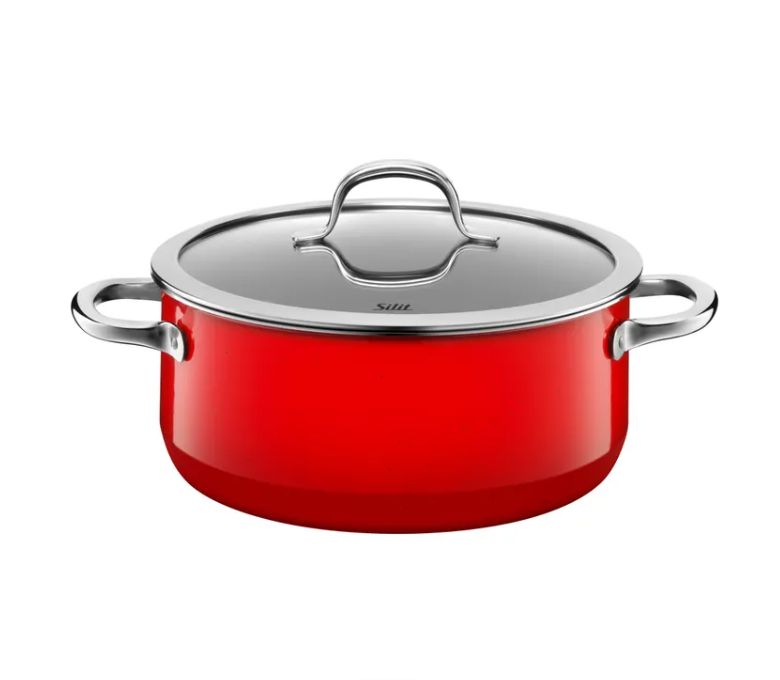 SILIT シリット シラルガン パッション ブレージングパン (蓋付き、24cm、レッド)