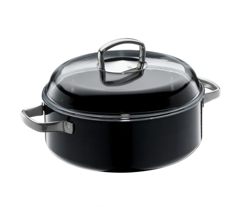 WMF フュージョンテック ミネラル 円形ロースター (蓋付き、28cm、ブラック)