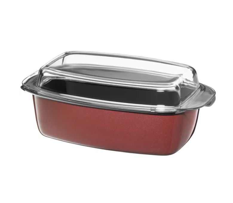 WMF フュージョンテック 長方形ロースター (蓋付き、32x21cm、ローズクォーツ)