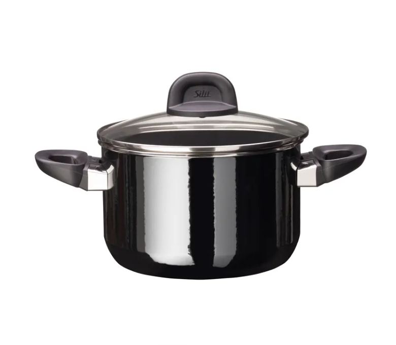 SILIT シリット シラルガン モデストライン スープポット (蓋付き、20cm、ブラック)