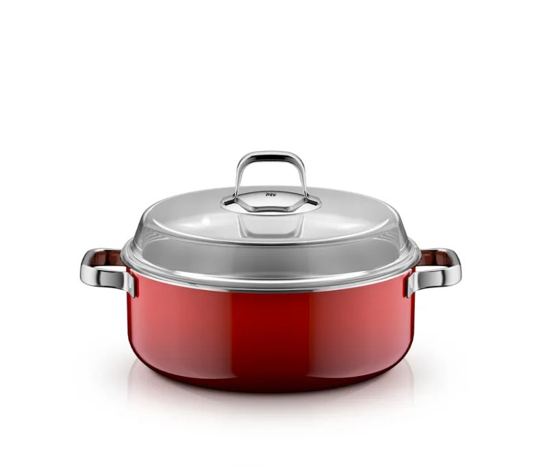 WMF フュージョンテック ミネラルプロ 円形ロースター (蓋付き、28cm、パッションレッド)