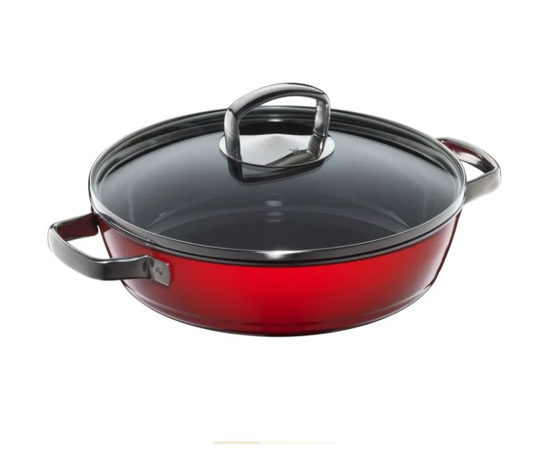 WMF フュージョンテック ミネラル ローストパン (蓋付き、28cm、レッド)