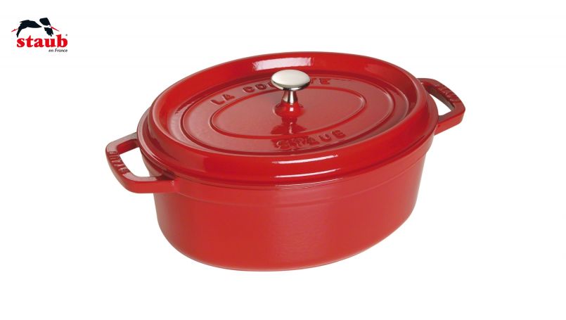 STAUB ココット ココット (オーバル、27 CM、チェリーレッド) 1個