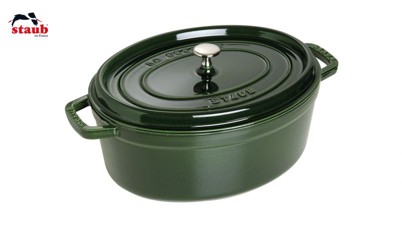 STAUB ココット ココット (オーバル、31 CM、バジルグリーン) 1個