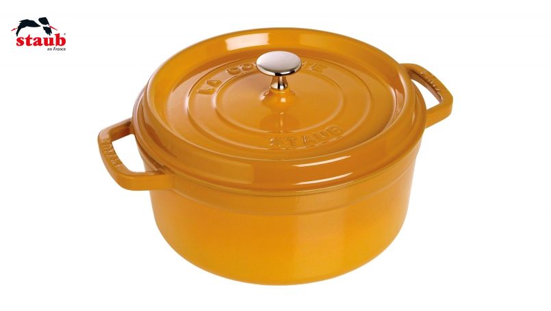 STAUB ココット ココット (ラウンド、22 CM、マスタード) 1個