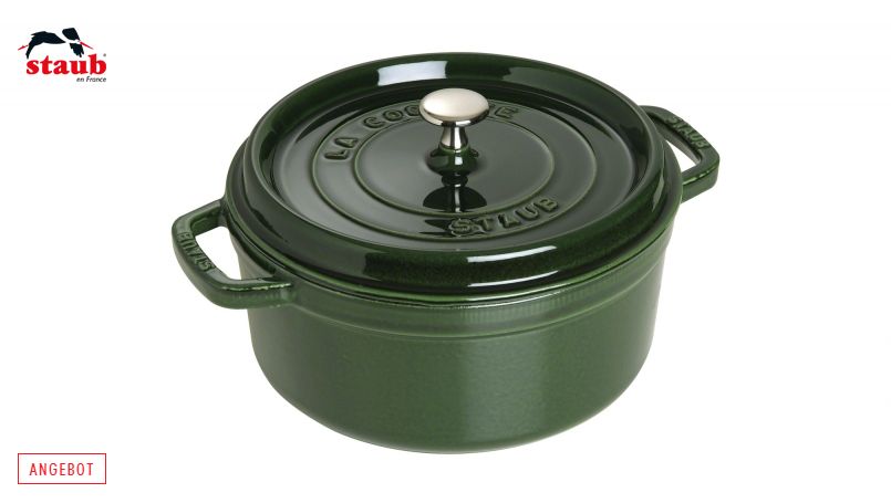 STAUB ココット ココット (ラウンド、24 CM、バジルグリーン) 1個