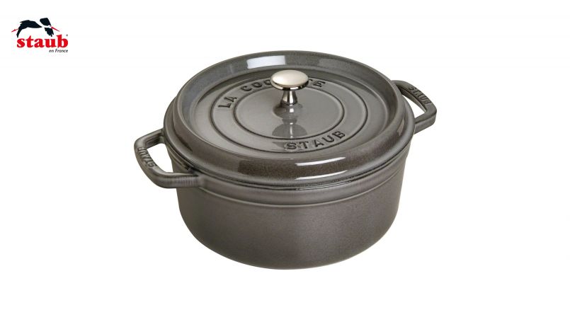 STAUB ココット ココット (ラウンド、26 CM、グラファイトグレー) 1個