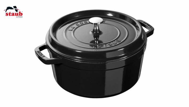 STAUB ココット ココット (ラウンド、26 CM、シャイニーブラック) 1個