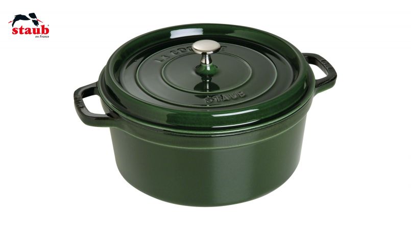 STAUB ココット ココット (ラウンド、28 CM、バジルグリーン) 1個