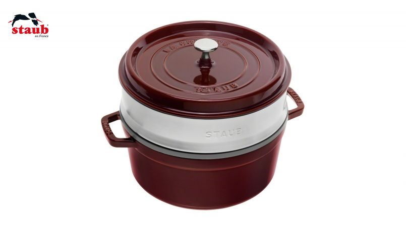 STAUB ココット ココット (ラウンド、スチーマーセット、グレナディン) 1個