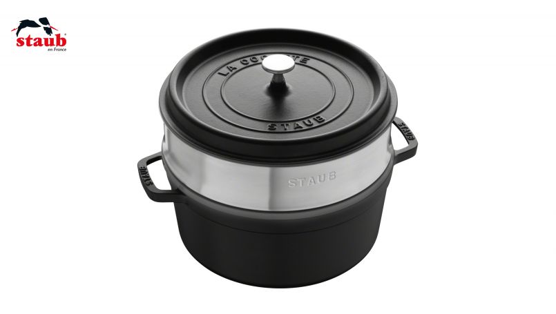 STAUB ココット ココット (ラウンド、スチーマーセット、ブラック) 1個