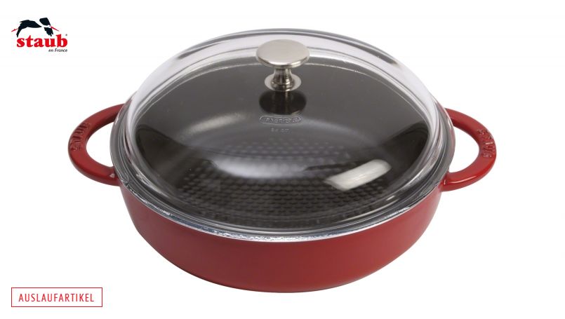 STAUB ガラス蓋付マルチファンクションロースター (28 CM、チェリーレッド) 1個