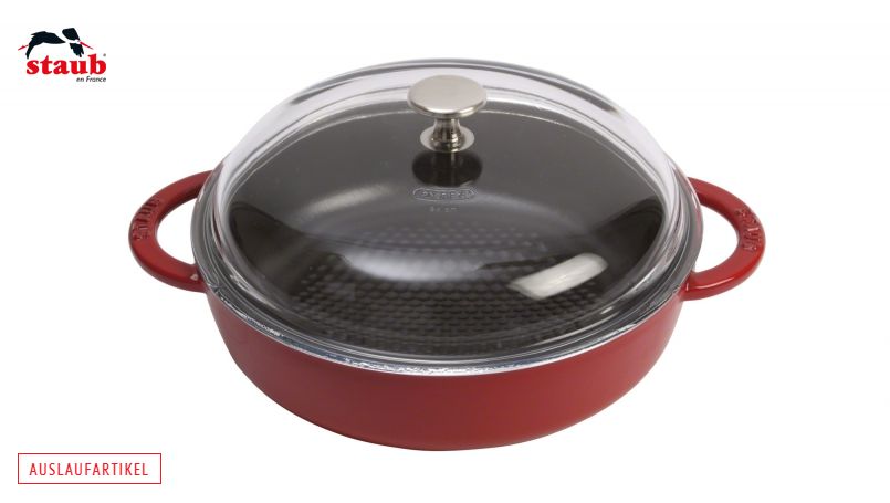 STAUB  ガラス蓋付マルチファンクションロースター (24 CM、チェリーレッド) 1個