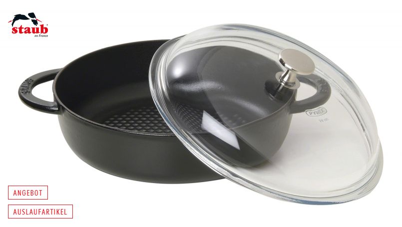 STAUB ガラス蓋付マルチファンクションロースター (28 CM、ブラック) 1個