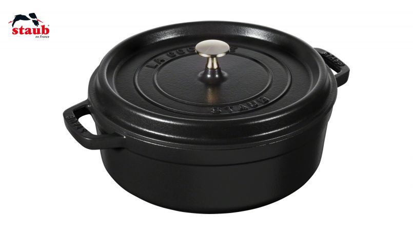 STAUB スペシャルココット ココット (ラウンドフラット、ブラック) 1個