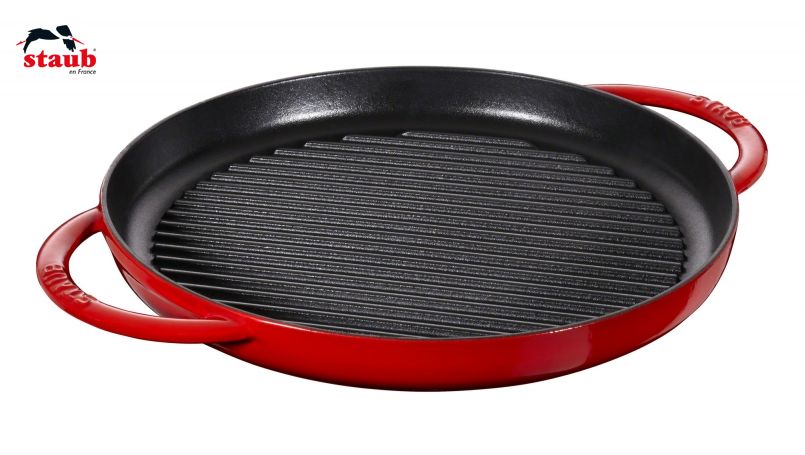 STAUB グリルパン グリルパン (ラウンド、30 CM、チェリーレッド)