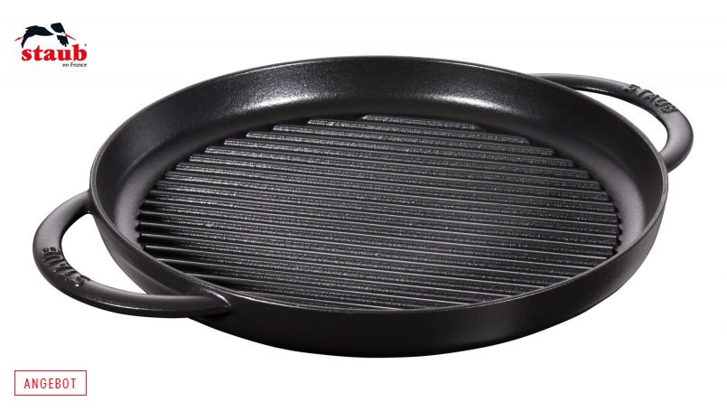 STAUB グリルパン グリルパン (ラウンド、30 CM、ブラック)