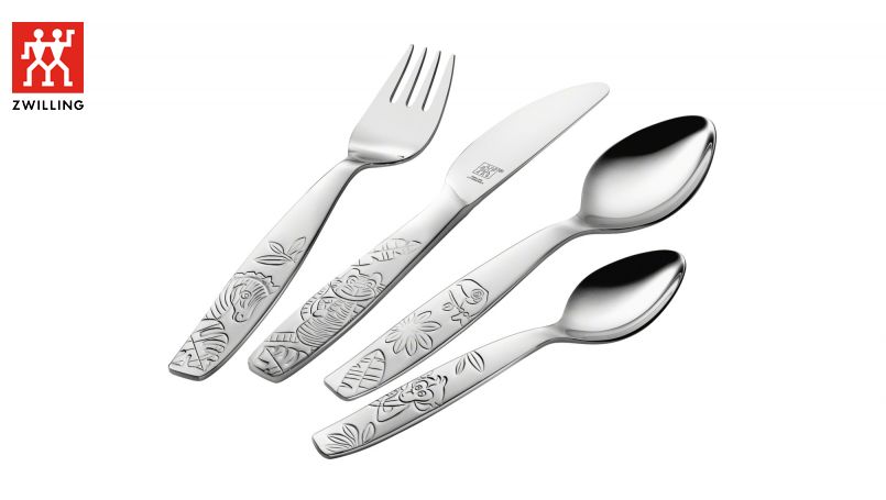 ZWILLING チルドレンカトラリー ジャングル エンボス加工 4点セット