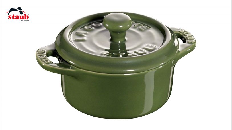 STAUB ギフト ミニココット (ラウンド、バジルグリーン) 1個