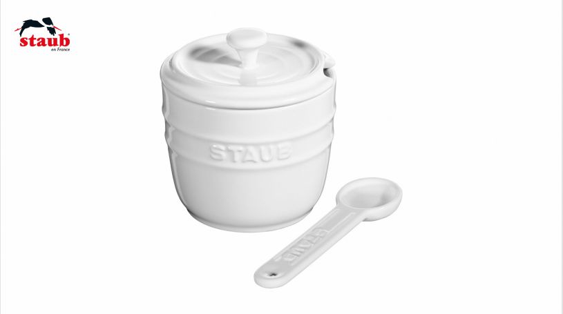 STAUB サービング シュガーボウル スプーン付き 9cm (ホワイト) 1個