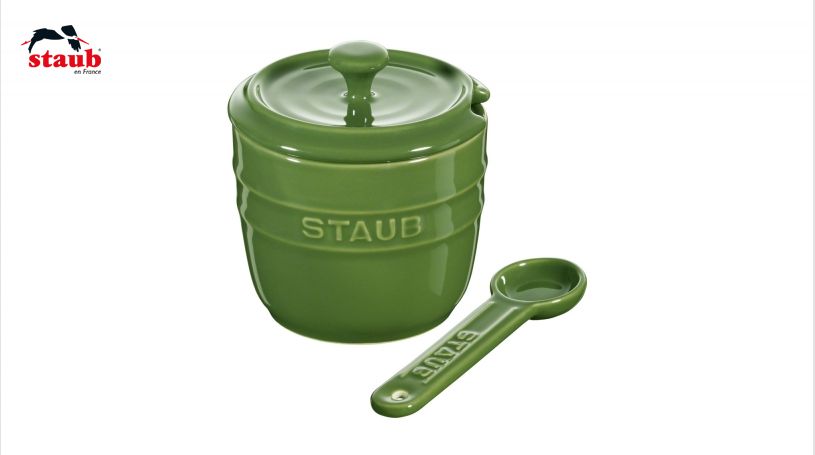 STAUB サービング シュガーボウル スプーン付き 9cm (バジルグリーン) 1個