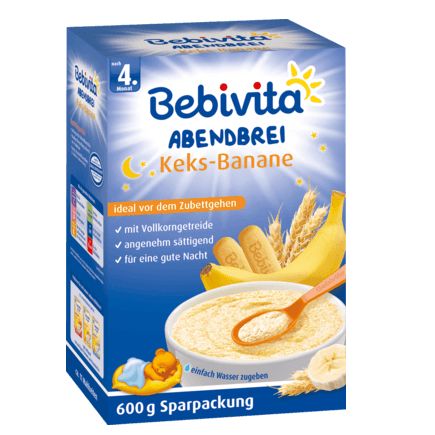 Bebivita ミルク粥 夜用 ビスケット・バナナ 4か月から 600g