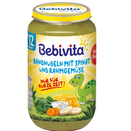 Bebivita タリアテッレ ホウレンソウとクリーミー野菜入り 12か月から 250g