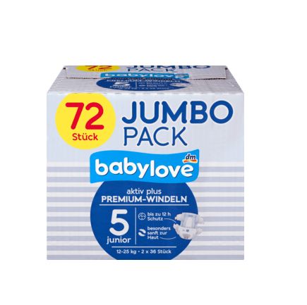 babylove おむつ アクティブプラス サイズ 5(ジュニア 12〜25kg)ジャンボ(72枚)