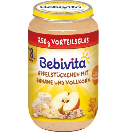 Bebivita 果物&シリアル リンゴチップ バナナと全粒小麦入り 8か月から 250g