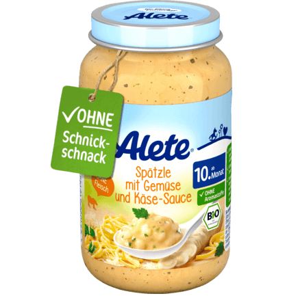 Alete メニュー シュペッツレ 野菜とチーズソース入り 10か月から 220g